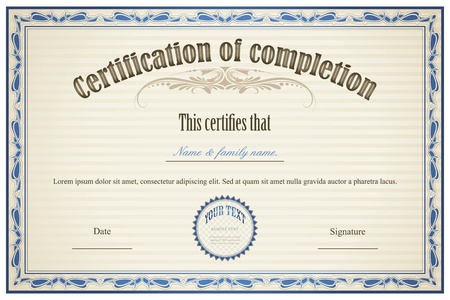 illustration of certificate template with floral frameのイラスト素材
