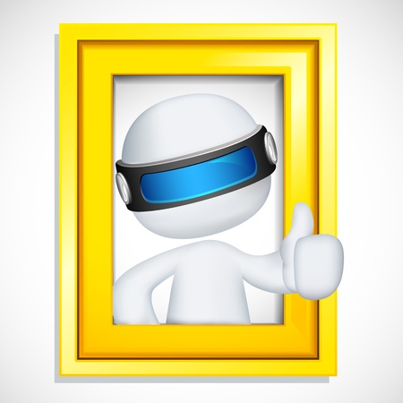 illustration of 3d man fully scalable showing ok sign from photo frameのイラスト素材