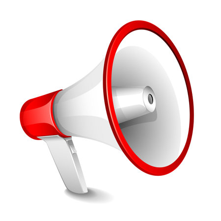 illustration of megaphone on plain white backgroundのイラスト素材