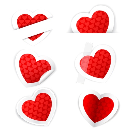 illustration of paper heart sticker set on white backgroundのイラスト素材