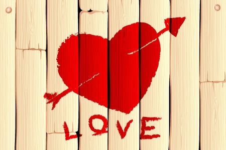 illustration of heart with arrow on wooden love backgroundのイラスト素材