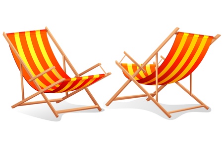 illustration of different perspective of beach chair on white backgroundのイラスト素材