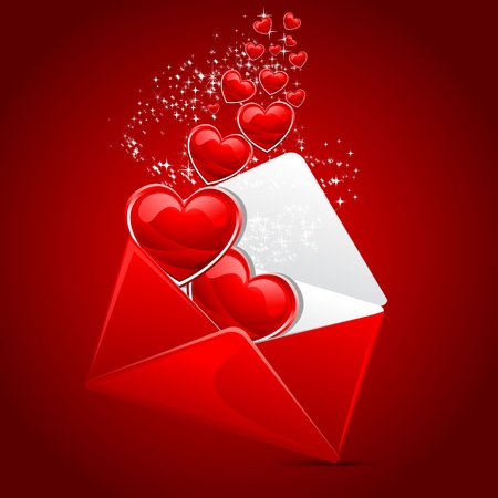 illustration of heart coming out of envelope as love messageのイラスト素材