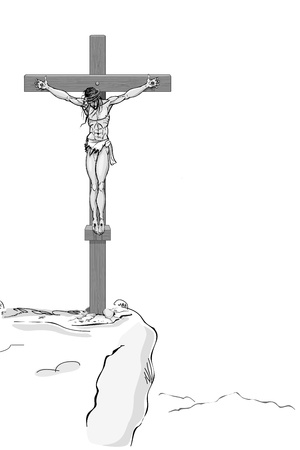 illustration of Jesus Christ on cross on white backgroundのイラスト素材