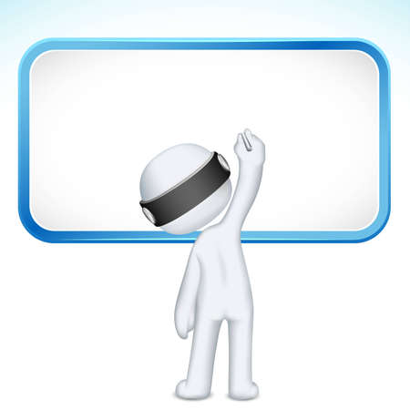 illustration of 3d man writing on board in vector fully scalableのイラスト素材