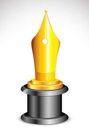 illustration of academic award with golden pen nibのイラスト素材