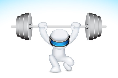 illustration of 3d man in fully scalable lifting weightsのイラスト素材