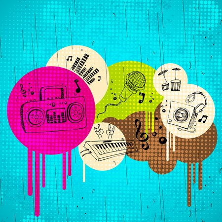 illustration of abstract musical background on grungy spotのイラスト素材