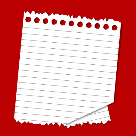 illustration of lined paper on plain red backgroundのイラスト素材
