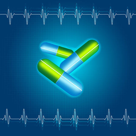 illustration of medical capsule on abstract backgroundのイラスト素材