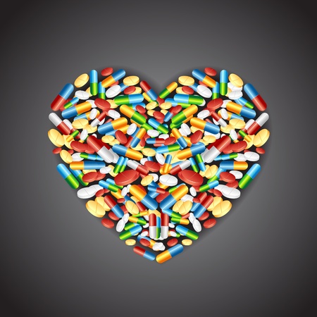 illustration of colorful medical pill forming heart shapeのイラスト素材