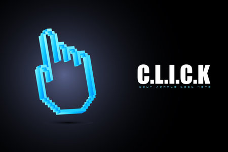 illustration of hand mouse pointer in motivational Click backgroundのイラスト素材