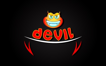 illustration of devil expression of lip and teeth with smileyのイラスト素材