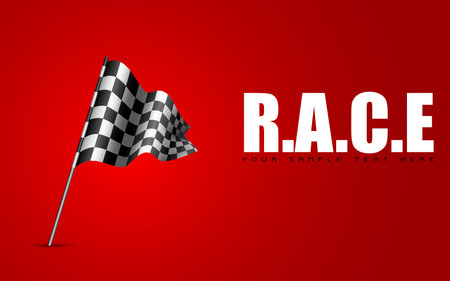 illustration of racing flag waving on abstract backgroundのイラスト素材