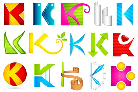 illustration of set of different colorful icon for alphabet Kのイラスト素材