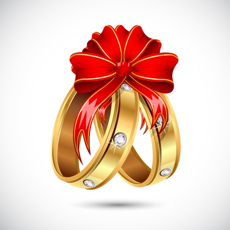 illustration of pair of engagement ring wrapped in ribbonのイラスト素材
