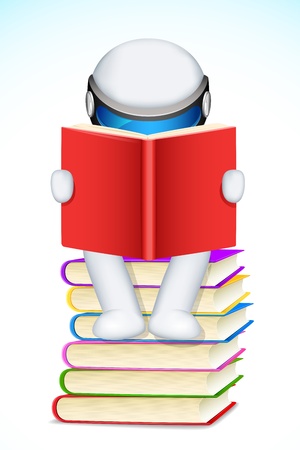 illustration of 3d man  reading bookのイラスト素材