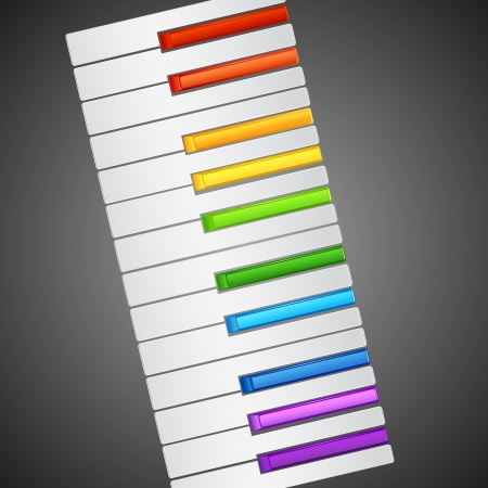 illustration of piano key with rainbow colorのイラスト素材