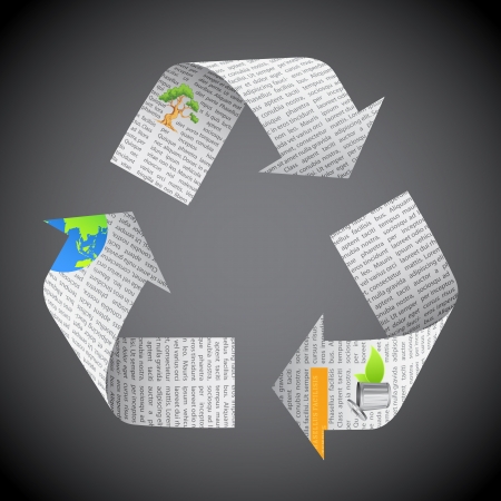 illustration of recycle symbol made of newspaperのイラスト素材