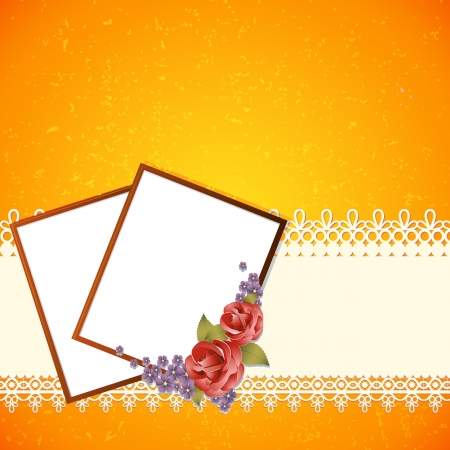 illustration of lace ribbon with flower on retro backgroundのイラスト素材