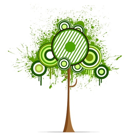 illustration of tree on abstract grungy backgroundのイラスト素材
