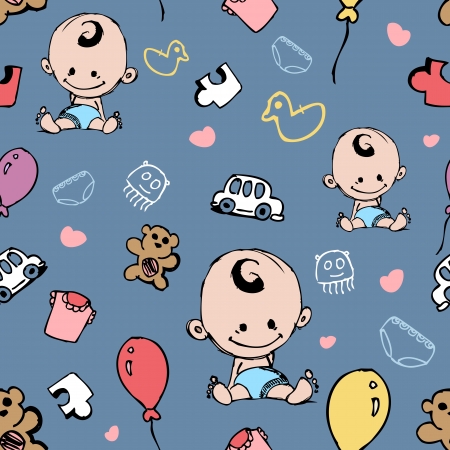 illustration of seamless kid pattern with different objectのイラスト素材