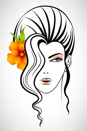 illustration of beautiful lady in with hairstyleのイラスト素材