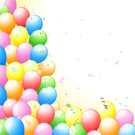 illustration of bunch of colorful balloon with star and confettiのイラスト素材