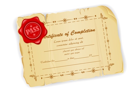 illustration of vintage certificate with wax sealの写真素材