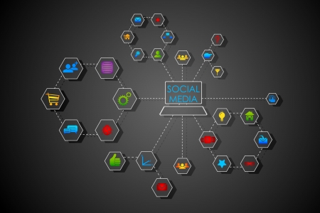 illustration of technology connected with social networking webのイラスト素材