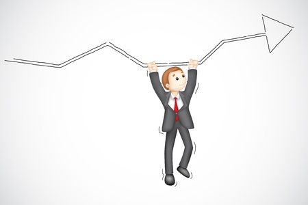 illustration of business man hanging from arrowのイラスト素材