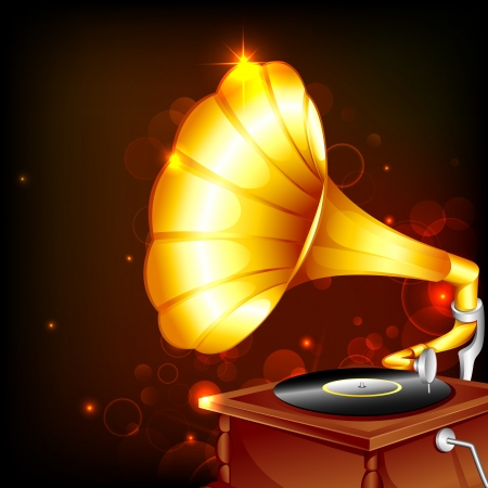 illustration of antique gramophone on abstract backgroundのイラスト素材