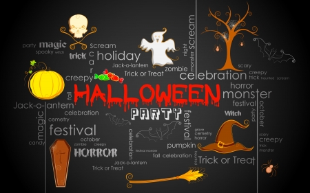 illustration of Halloween typography with different elementのイラスト素材