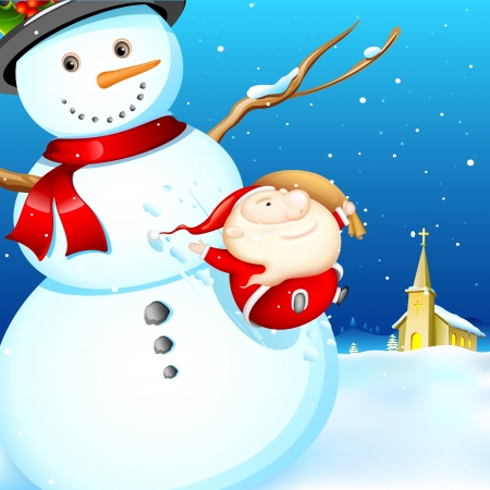 illustration of Santa sliding in snow with Christmas giftのイラスト素材