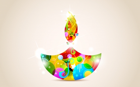 illustration of colorful diya for Happy Diwaliのイラスト素材