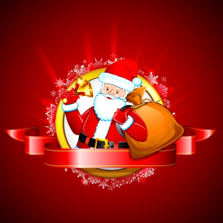 illustration of Santa Claus ringing jingell bell with Christmas giftのイラスト素材