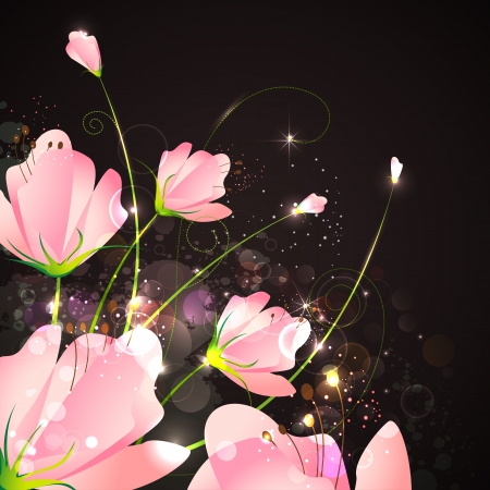 illustration of flower on abstract glowing backgroundのイラスト素材