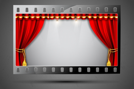 illustration of stage curtain in film stripe showing cinema theaterのイラスト素材