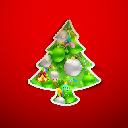 illustration of colorful Christmas tree with colorful baubleのイラスト素材