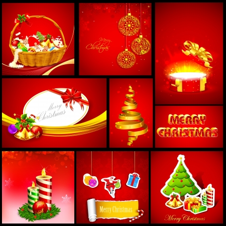 illustration of Christmas background template in different shape and sizeのイラスト素材