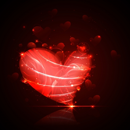 illustration of shiny Valentine heart on abstract backgroundのイラスト素材