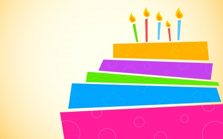 illustration of colorful birthday cake with patternのイラスト素材