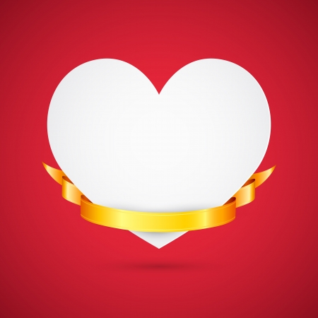illustration of paper heart with ribbon on love backgroundのイラスト素材