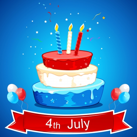 illustration of cake in american color and starのイラスト素材