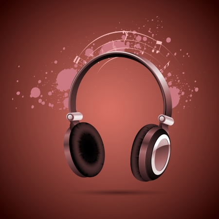 illustration of head phone on abstract musical backgroundのイラスト素材