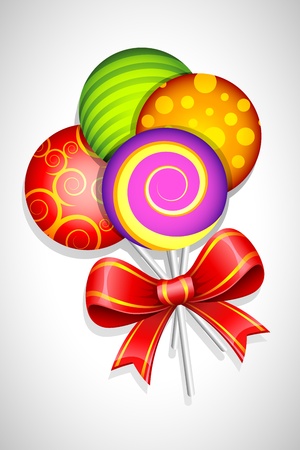 illustration of sweet colorful lollipop wrapped in ribbonのイラスト素材