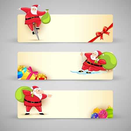 illustration of Santa Claus in Christmas bannerのイラスト素材