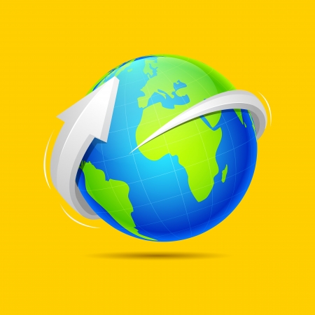 illustration of arrow around earth on abstract backgroundのイラスト素材