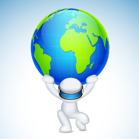 illustration of 3d man in fully scalable holding earth on his backのイラスト素材