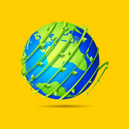 illustration of creeper around globe on plain backgroundのイラスト素材